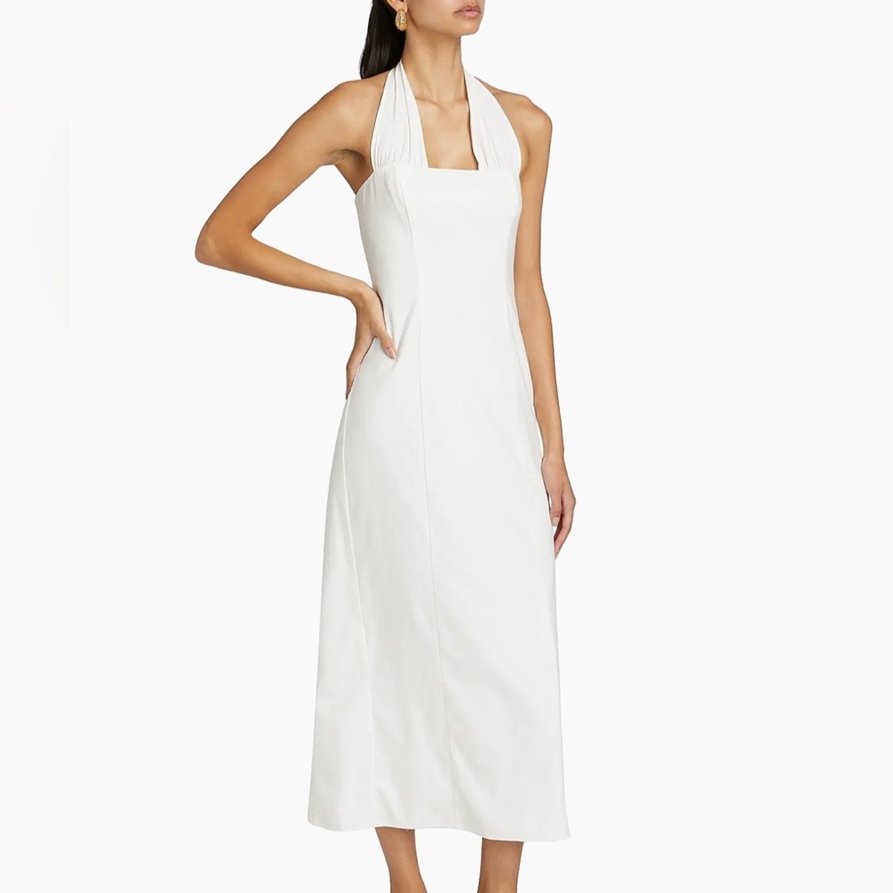 Reformation Bessi Linen Halterneck Midi-Dress